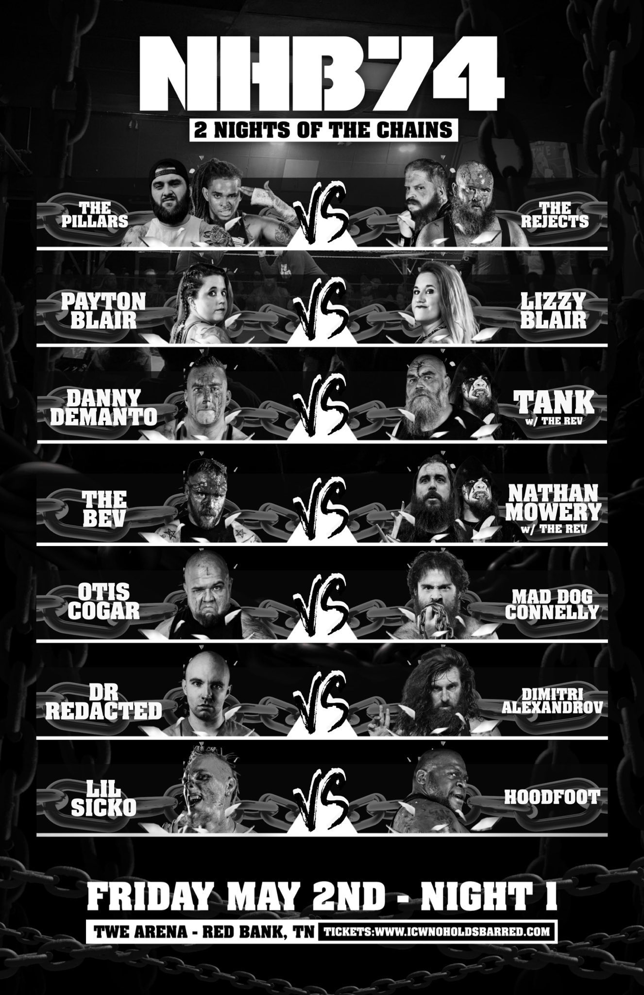 ICW NHB 74 Chattanooga Results (05/02/2025) ICW NHB 74 Chattanooga Results (05/02/2025)